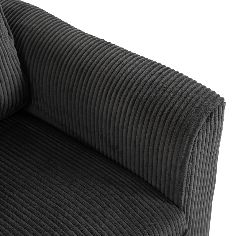 HOMCOM Poltrona de Sala em Veludo Cotelê Poltrona 1 Lugar Estofada Assento Largo Almofada com Molas 83x74x87 cm Cinza Escuro