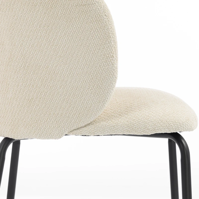 HOMCOM Conjunto de 2 Cadeiras de Sala de Jantar Estofadas em Chenille Encosto Envolvente Carga 120 kg 57x58x77 cm Bege