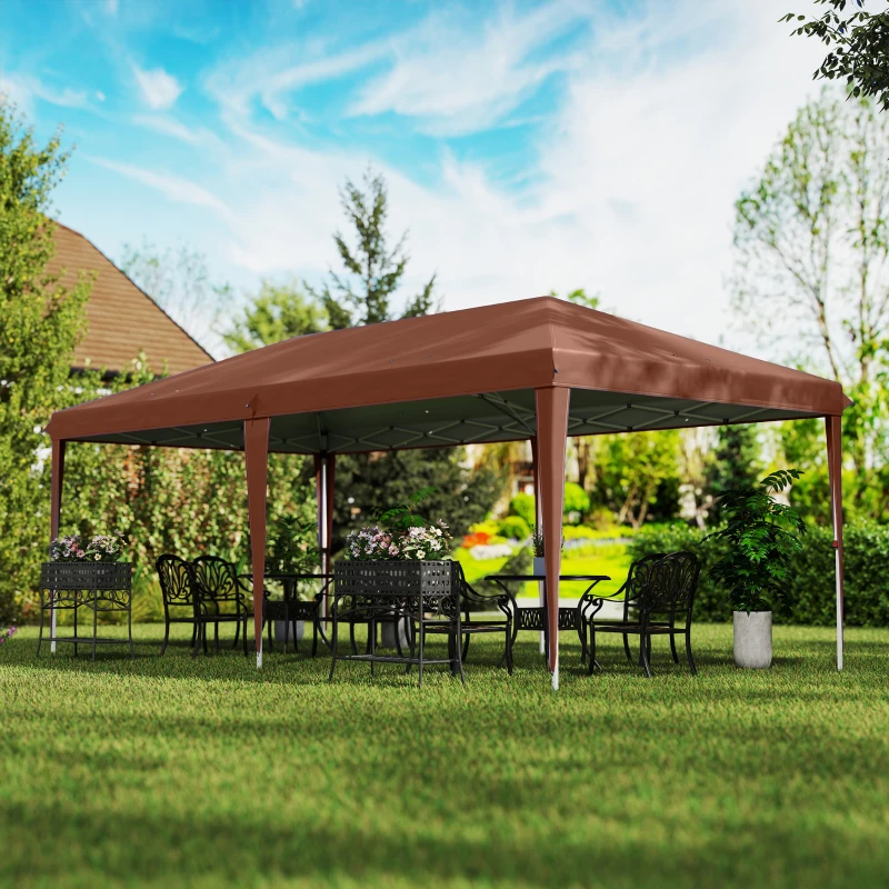 Outsunny Gazebo Pieghevole 6x3 Pop Up con Altezza Regolabile in 3 Livelli e Borsa da Trasporto, Gazebo da Esterno Resistente in Acciaio e Tessuto Oxford, per Giardino, Feste, Campeggio, Caffè