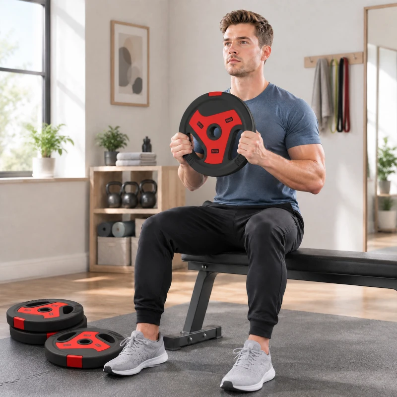 SPORTNOW Dischi Pesi Palestra, Set 4 Pezzi, 25kg, Foro 2.5cm, Nero
