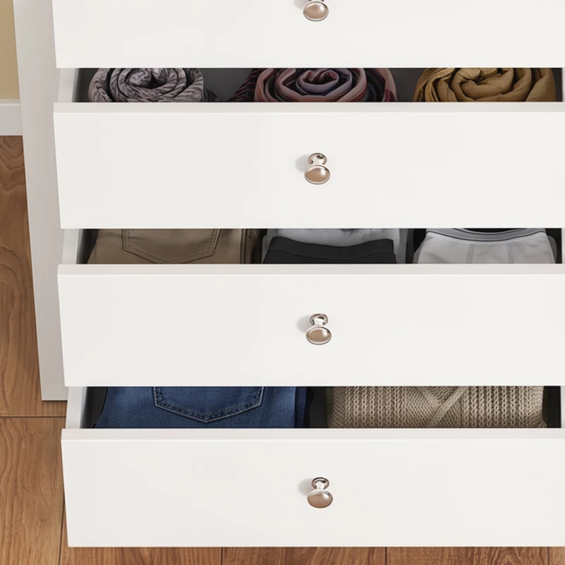 HOMCOM Commode 5 Tiroirs, Meuble de Rangement avec Glissières Fluides, Chiffonnier, Style Moderne, 60 x 39,5 x 95,3 cm, Blanc