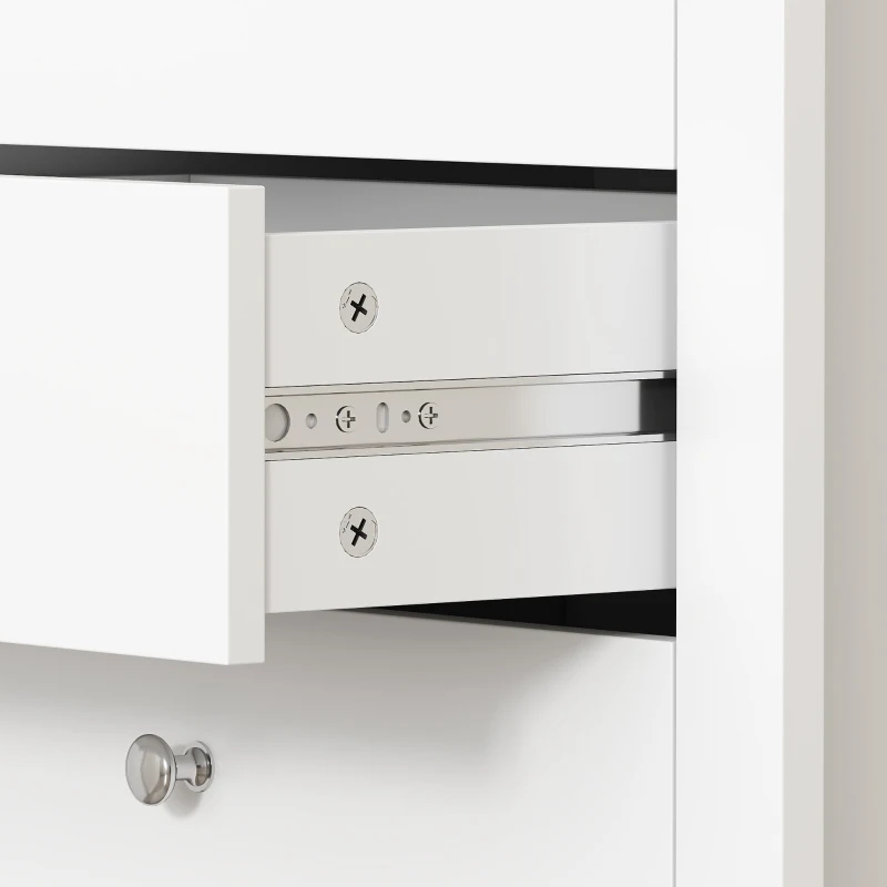 HOMCOM Commode 5 Tiroirs, Meuble de Rangement avec Glissières Fluides, Chiffonnier, Style Moderne, 60 x 39,5 x 95,3 cm, Blanc