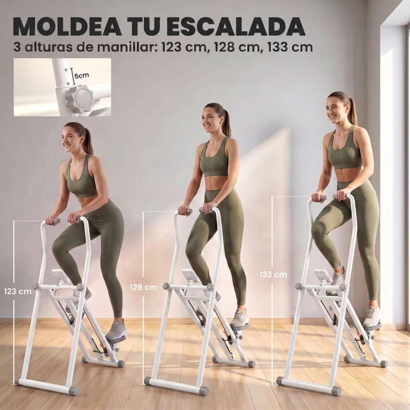 SPORTNOW Stepper de Escalera para Casa Plegable con 3 Niveles de Resistencia Manillar Ajustable Monitor LCD Soporte para Móvil