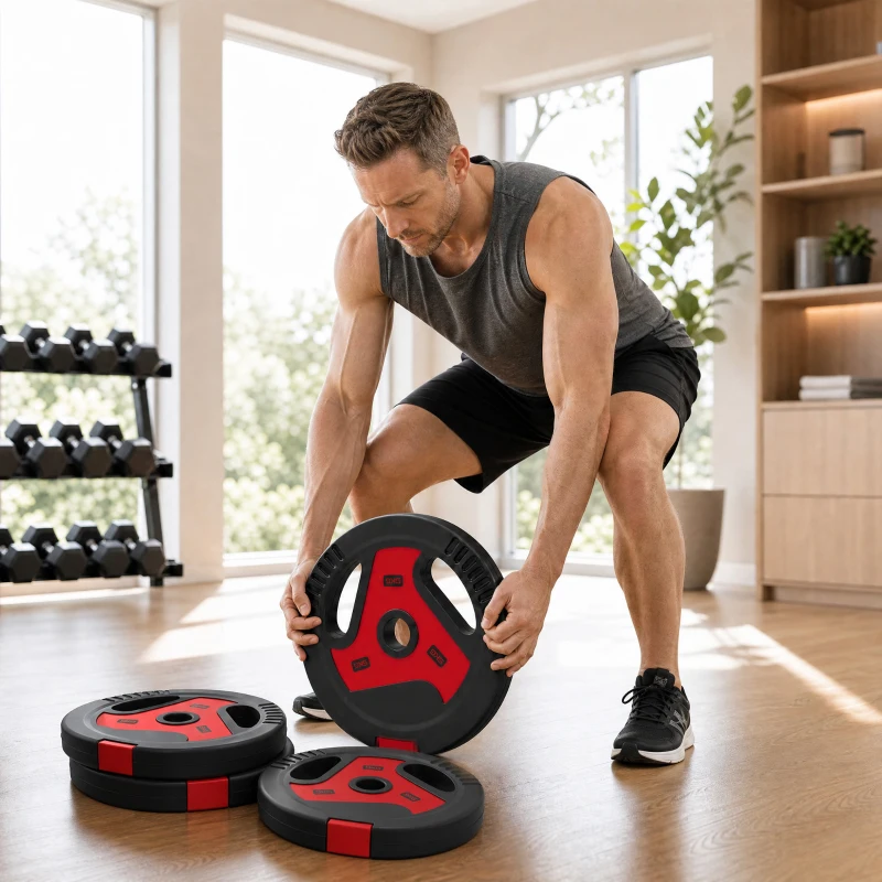 SPORTNOW Dischi Pesi Palestra, Set 4 Pezzi, 25kg, Foro 2.5cm, Nero