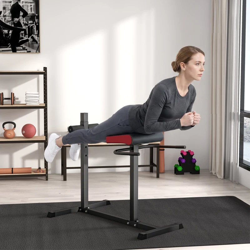 SPORTNOW Back Extension Roman Chair, Hyperextension Bench with Adjustable Leg Roller for Back, Abdominal and Gluteal Training