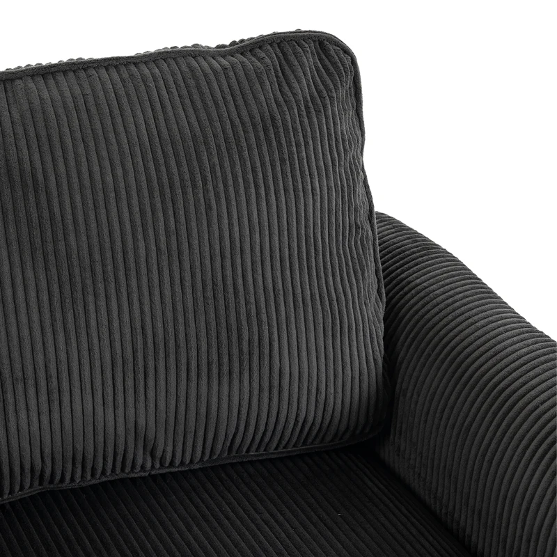 HOMCOM Sillón de salón en terciopelo acanalado, sofá 1 plaza acolchado, asiento amplio, cojín con muelles, 83x74x87cm, Gris oscuro