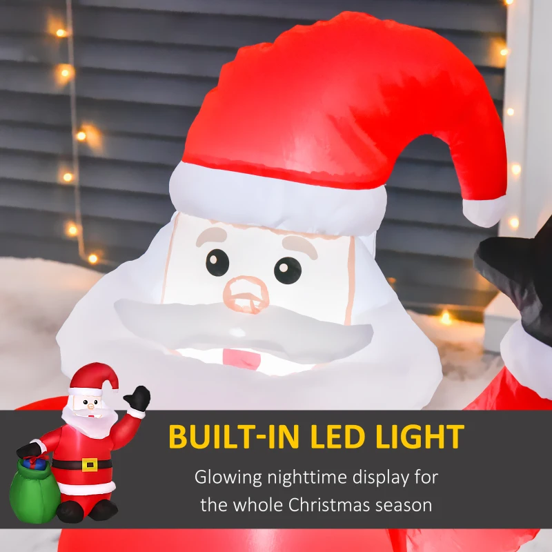 HOMCOM Inflatable Blow up Christmas Santa Claus 120cm LED