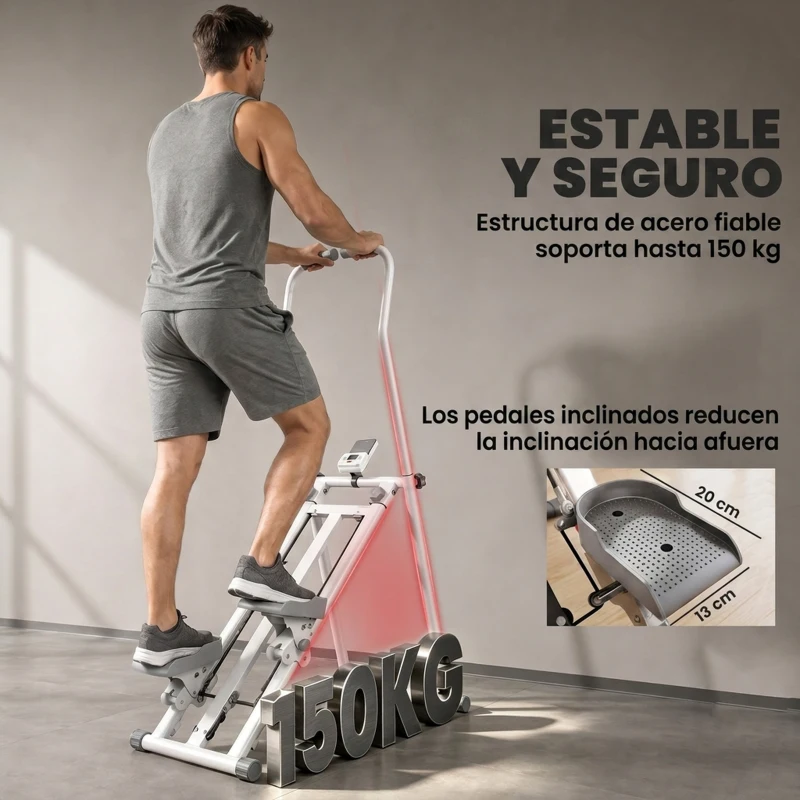 SPORTNOW Stepper de Escalera para Casa Plegable con 3 Niveles de Resistencia Manillar Ajustable Monitor LCD Soporte para Móvil
