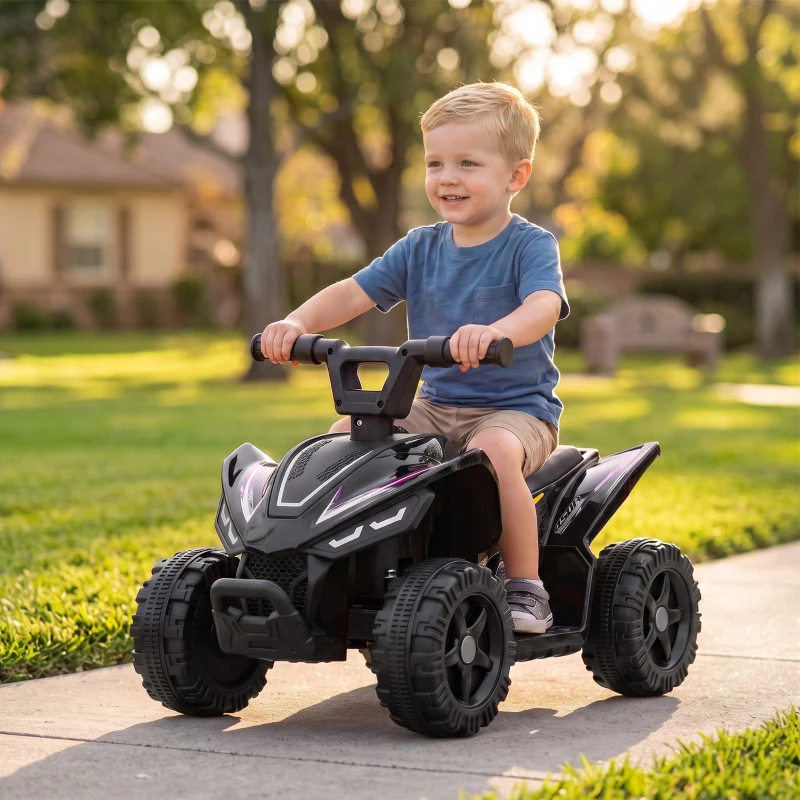 AIYAPLAY Kinder Quad Elektro 6V Kinderquad mit Lithium-Akku Vorwärtsfunktion Lenkerknopf-Steuerung 1,5-2 Jahre Schwarz