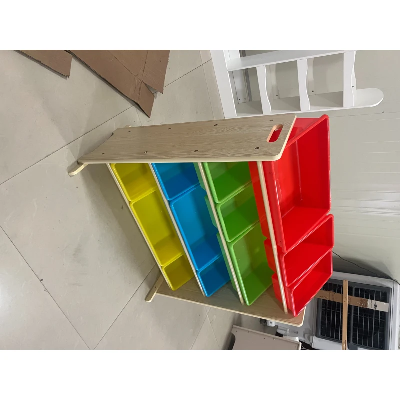 AIYAPLAY Regał dla dzieci, 4-poziomowy regał na zabawki z 12 wyjmowanymi pojemnikami 85,5 x 40 x 88,5 cm, Wielokolorowy