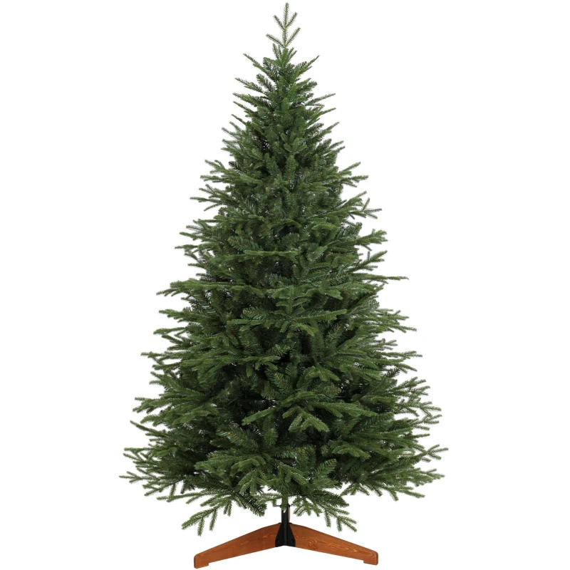 HOMCOM Sapin de Noël Artificiel 180 cm, Arbre de Noël, 2081 Branches Articulées en PE et PVC Ignifuge, Support en Bois Robuste