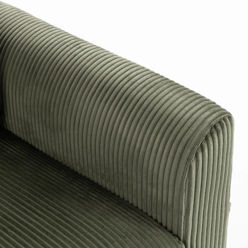 HOMCOM Sillón de salón en terciopelo acanalado, sofá 1 plaza acolchado con asiento amplio y cojín con muelles, 83x74x87cm, Verde
