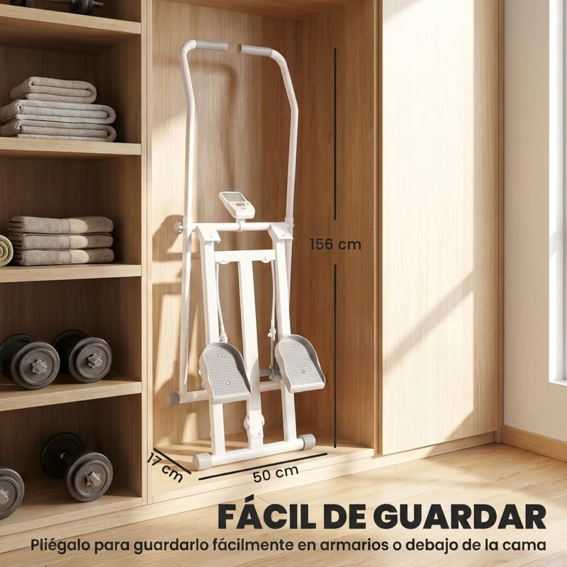SPORTNOW Stepper de Escalera para Casa Plegable con 3 Niveles de Resistencia Manillar Ajustable Monitor LCD Soporte para Móvil