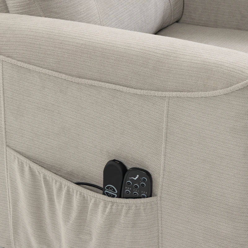 HOMCOM Fauteuil Releveur Électrique Massage Vibration et Chaleur, Fauteuil Relax Électrique, Dossier Inclinable, Chenille, Gris