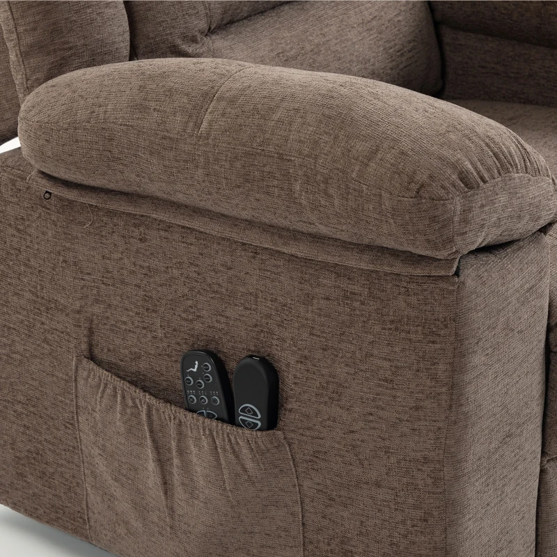 HOMCOM Oversized Riser Recliner Chair with Massage and Heat, Power Lift Recliner for Elderly with Wide Seat and Back, Brown