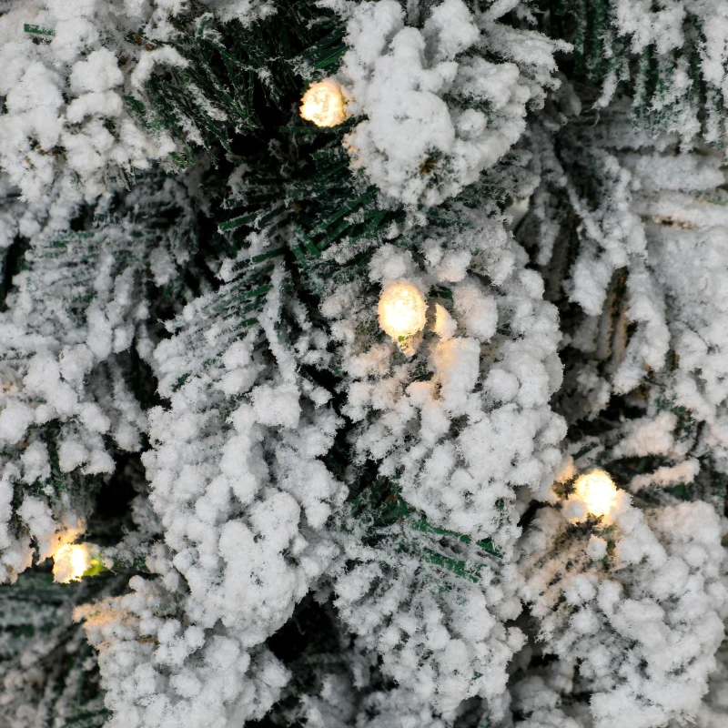 HOMCOM Set van 3 besneeuwde kunstkerstbomen met verlichting, PVC-takken en warmwitte leds