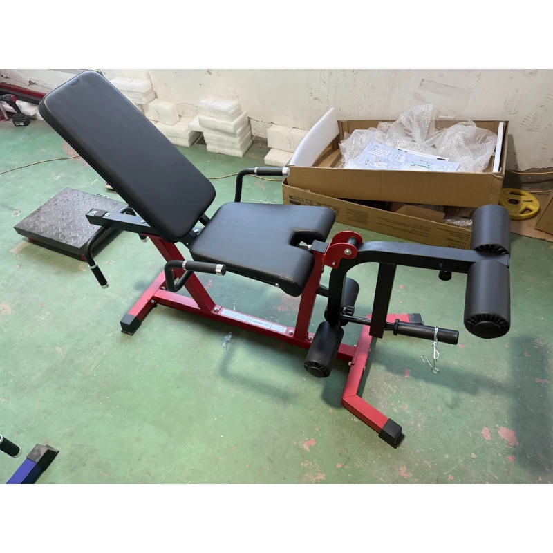 SPORTNOW 3-in-1 Bein-Extensionsgerät, Tragfähigkeit 300 kg, verstellbare Rückenlehne & Positionen, Freihantelscheiben, 163x58x118 cm, Rot