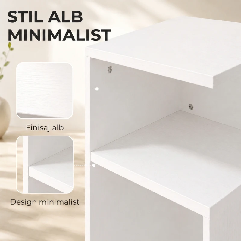 HOMCOM Set de 2 Măsuțe de Cafea Moderne cu Raft Deschis, Alb