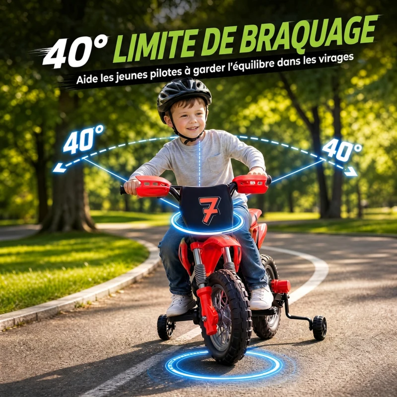 AIYAPLAY Moto Électrique Enfants 12 V, Vitesse Max 3 Km/h, Batterie au Lithium, Double Moteur, Suspension Arrière, Rouge