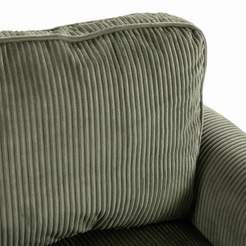 HOMCOM Sillón de salón en terciopelo acanalado, sofá 1 plaza acolchado con asiento amplio y cojín con muelles, 83x74x87cm, Verde