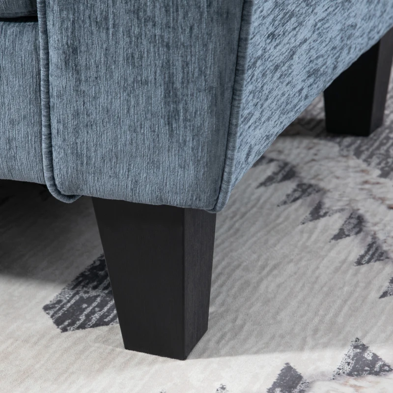 HOMCOM Sofá Rinconera Chaise Lounge Reversible en Forma de L con 2 Cojines Carga 200 kg 230x138x87 cm Azul Oscuro
