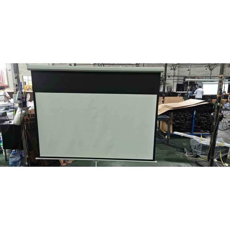 HOMCOM Projektionsleinwand 213,36 cm Seitenverhältnis 16:9, Wand- und Deckenbefestigung für Zuhause und Büro, Weiß