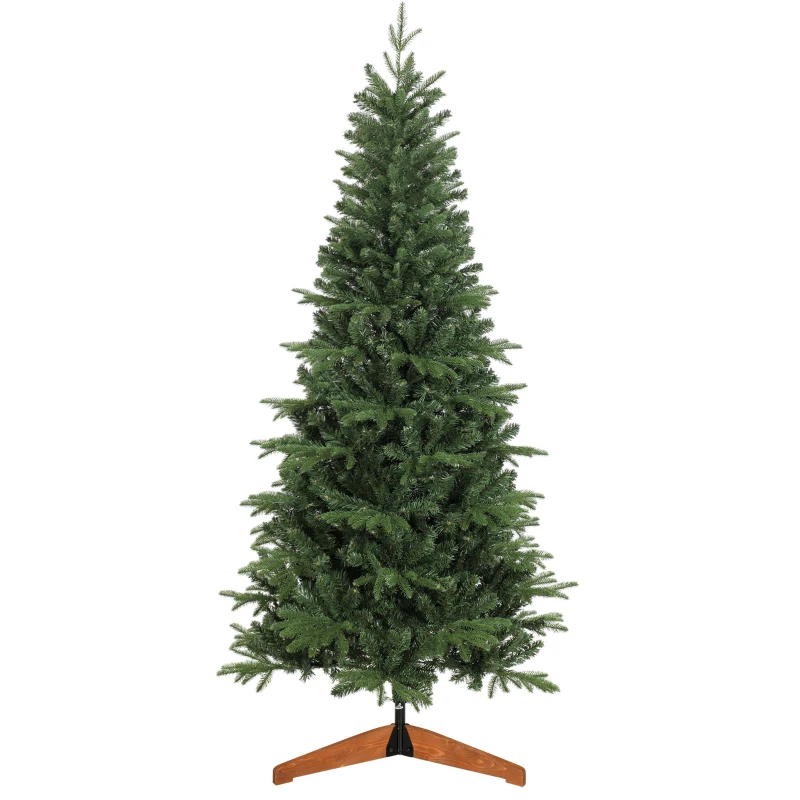 HOMCOM Sapin de Noël Artificiel 180 cm, Arbre de Noël, 1162 Branches Articulées en PE et PVC Ignifuge, Support en Bois Pliable