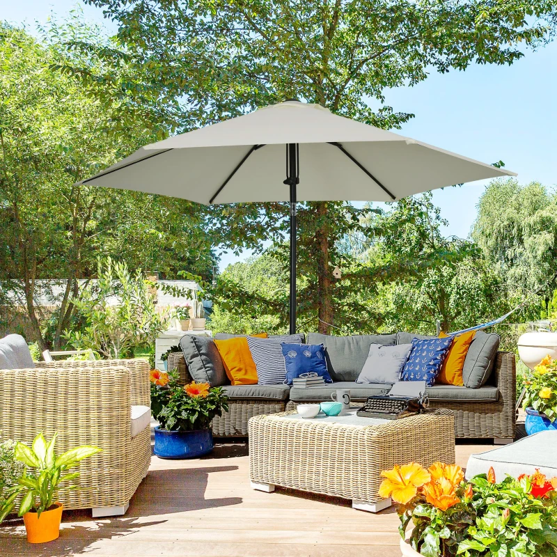 Outsunny Parasol de jardin inclinable à poussée manuelle avec aération en métal polyester haute densité 180g/m² gris clair