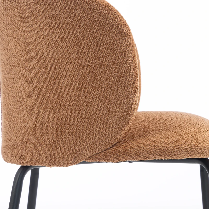HOMCOM Lote de 2 Sillas de Comedor Tapizadas en Chenilla, Respaldo Envolvente, Carga 120 kg, 57 x 58 x 77 cm, Naranja