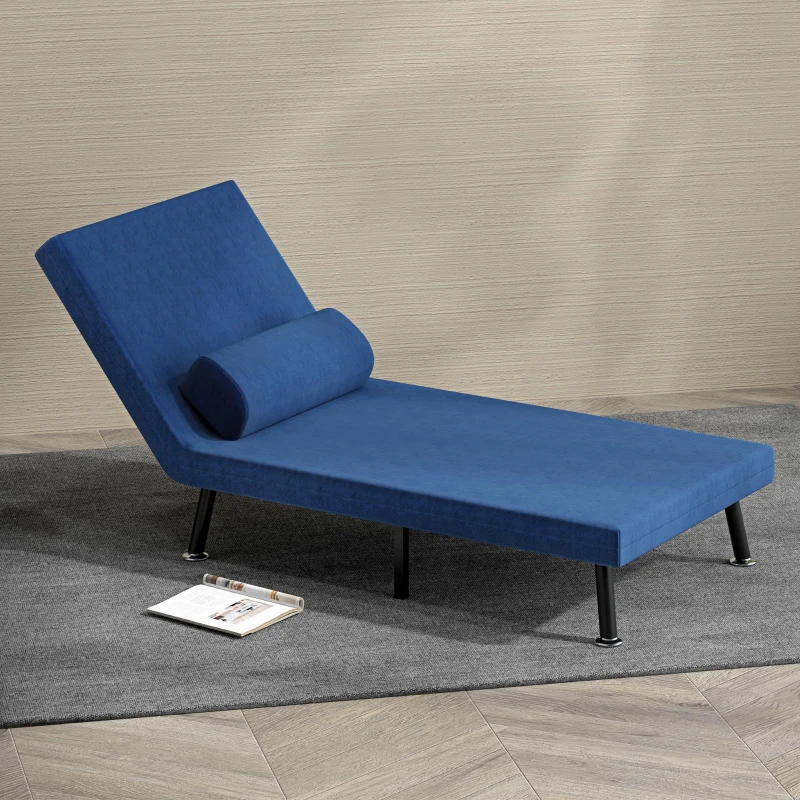 HOMCOM Fauteuil convertible 3 en 1 chauffeuse lit 1 place avec coussin bleu foncé
