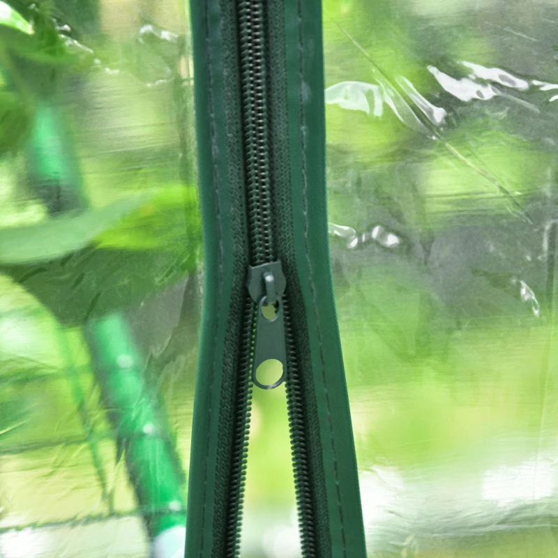 Outsunny Serre de jardin avec étagères 3 niveaux, serre de balcon, châssis en acier, porte zippée enroulable, pour légumes plantes fleurs, intérieur et extérieur, 143x143x195cm, transparent