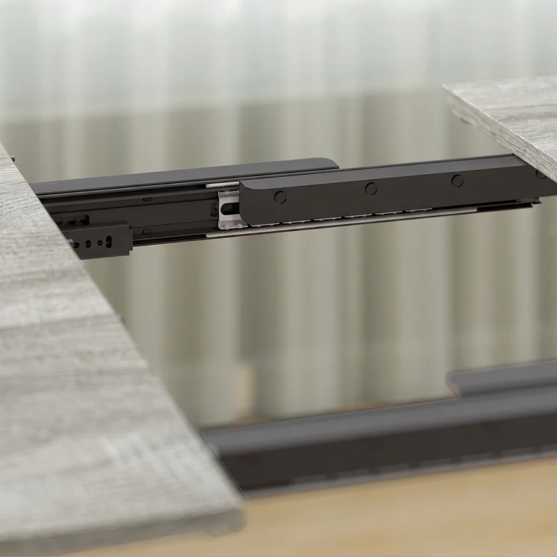 HOMCOM Uitschuifbare ovale eettafel voor 4-6 personen, verlengbare moderne keukentafel met metalen frame, grijs