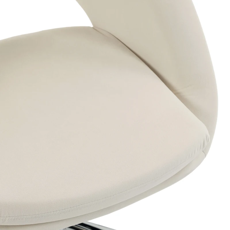 HOMCOM Velvet Desk Chair, Modern Office Chair with Height-Adjustable, Wheels, for Home Study Bedroom, Cream