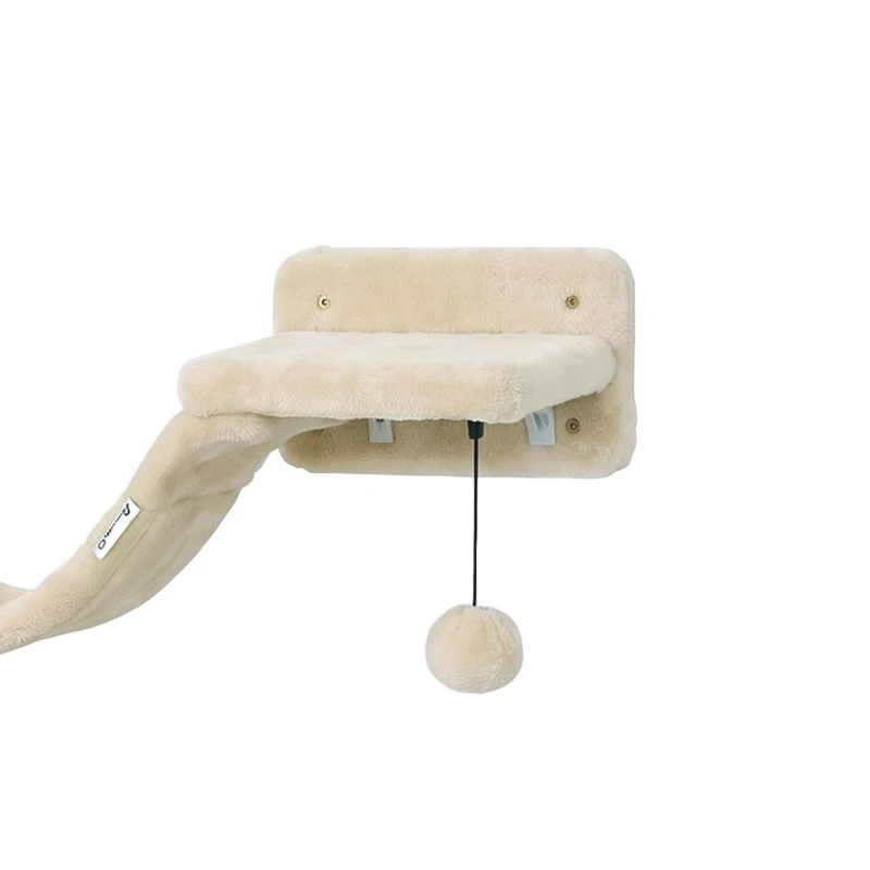PawHut Four-Piece Cat Wall Furniture, with Hammock, Ladder, Platforms, Steps, for Indoor Use - Beige
