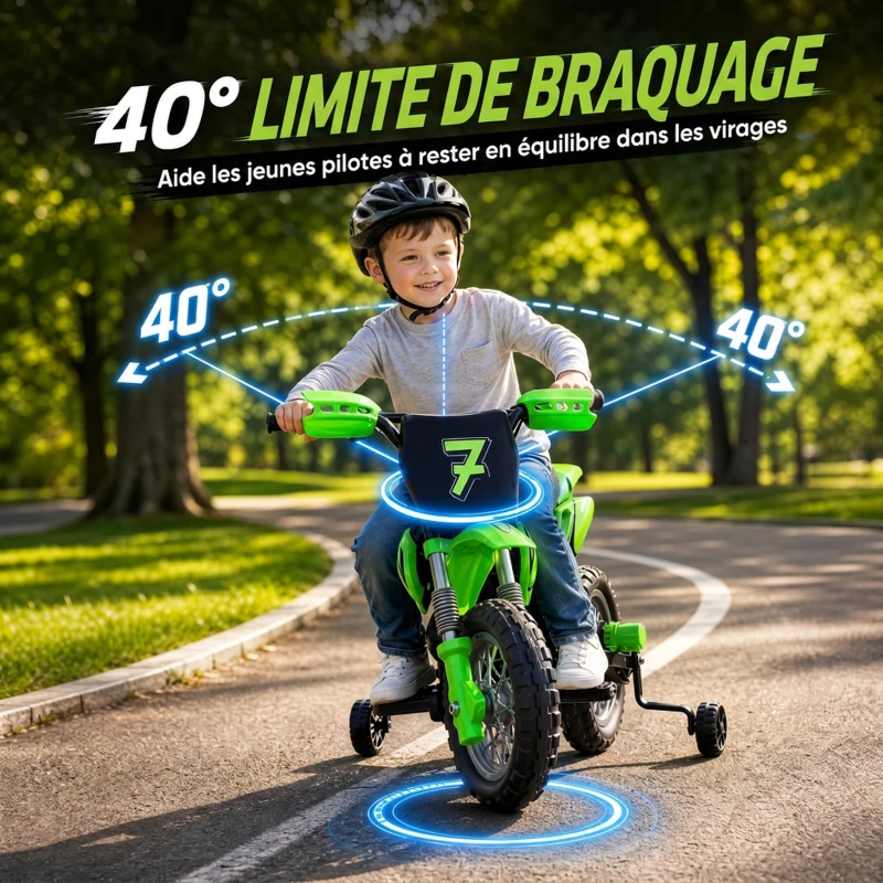 AIYAPLAY Moto Électrique Enfants 12 V, Vitesse Max 3 Km/h, Batterie au Lithium, Double Moteur, Suspension Arrière, Vert