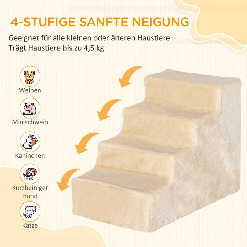 PawHut Pet Steps 4 Steps Beige 60 x 35 x 44 cm
