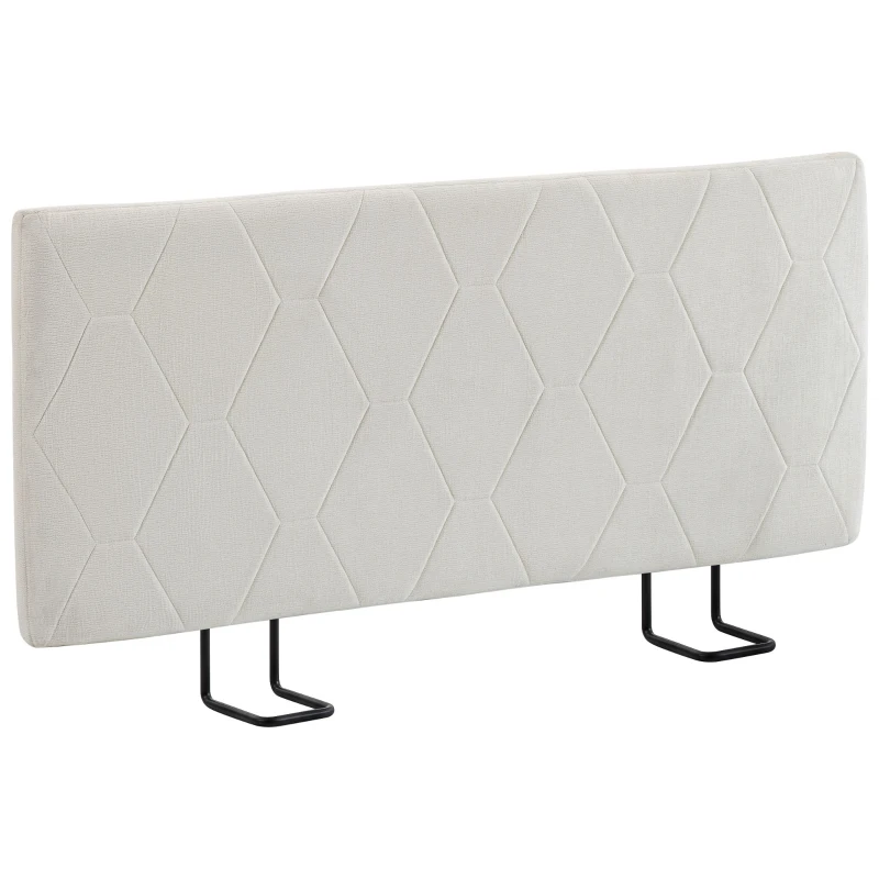 HOMCOM Kopfteil für Bett 160 cm mit Höhenverstellung, Chenille, Rauten-Design und Metallgestell, Weiß