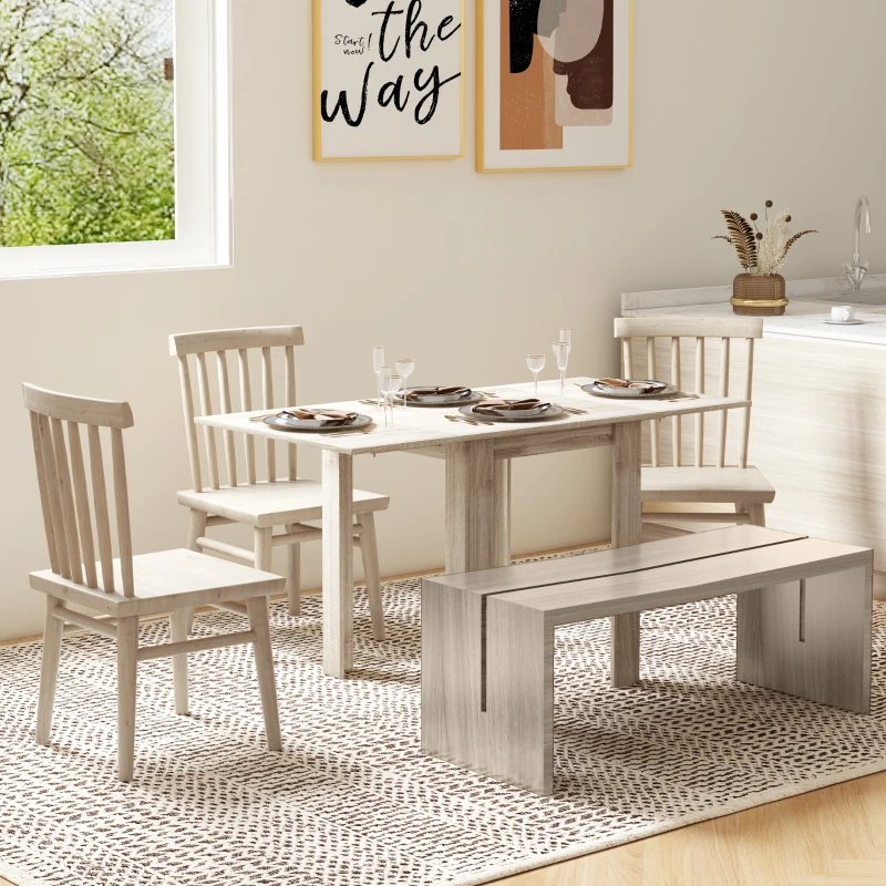 HOMCOM Four-Seater Drop Leaf Dining Table - Wood Effect