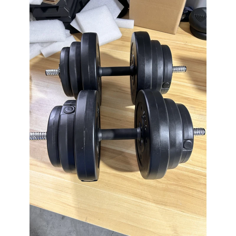 SPORTNOW Juego de Mancuernas Musculación 50 kg 3 en 1, Pesos Ajustables Revestimiento PP, Barra Antideslizante, Cierre, Negro