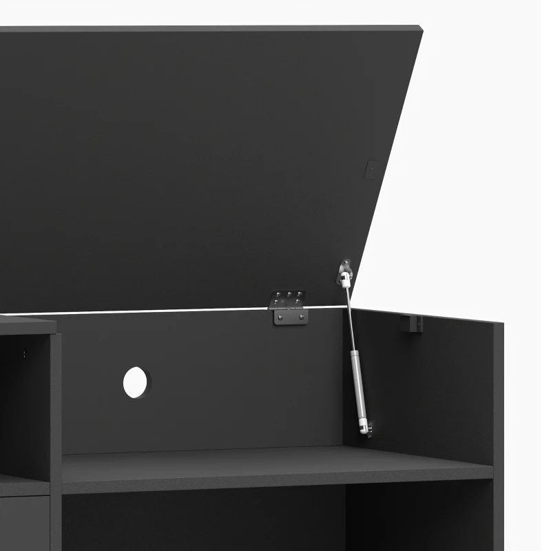 HOMCOM Record Player Stand, Vinyl Record Holder with Storage Holds Up to 300 Albums with Flip-Top Compartment, Black