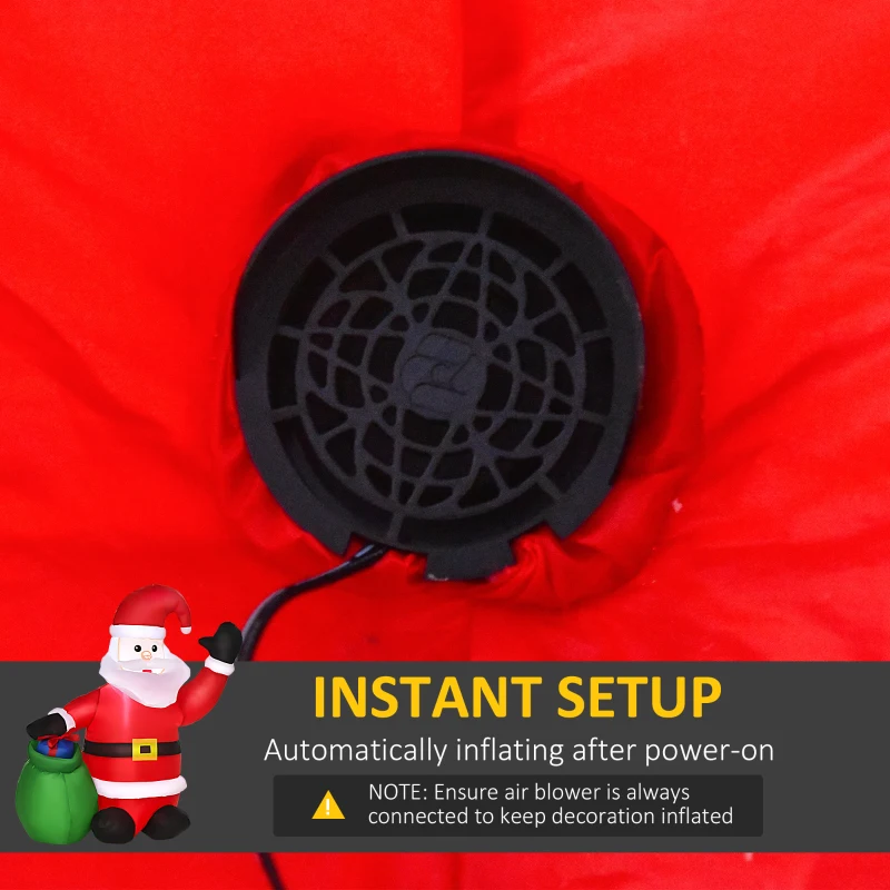 HOMCOM Inflatable Blow up Christmas Santa Claus 120cm LED
