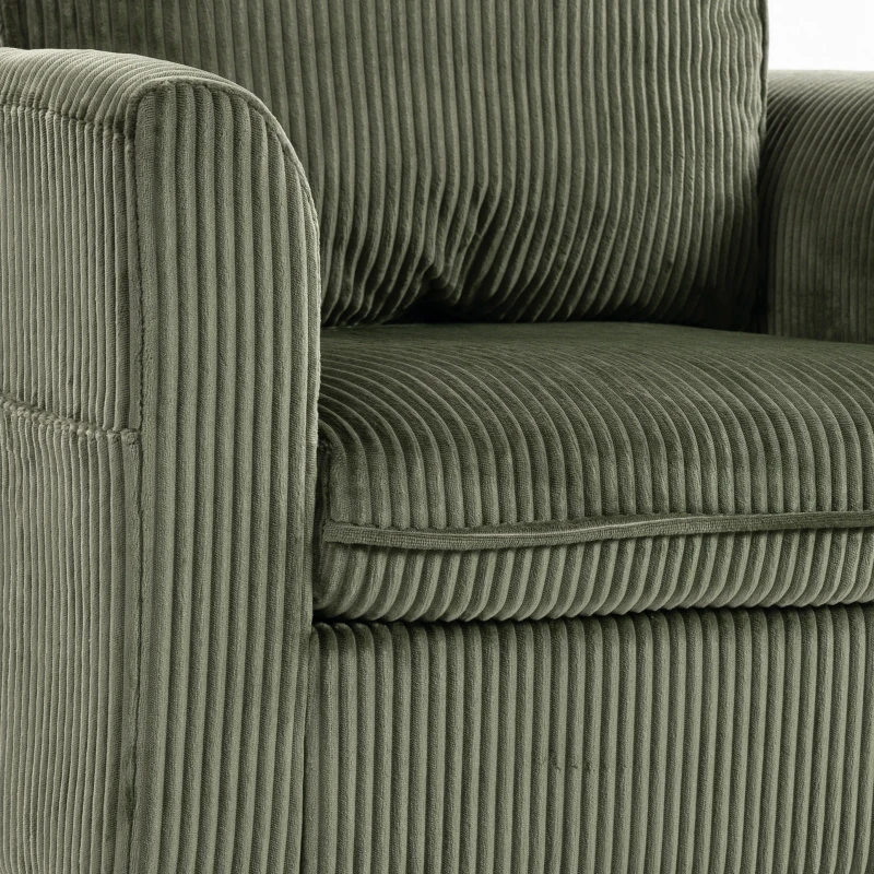 HOMCOM Poltrona de Sala em Veludo Cotelê Poltrona 1 Lugar Estofada com Assento Largo e Almofada com Molas 83x74x87 cm Verde
