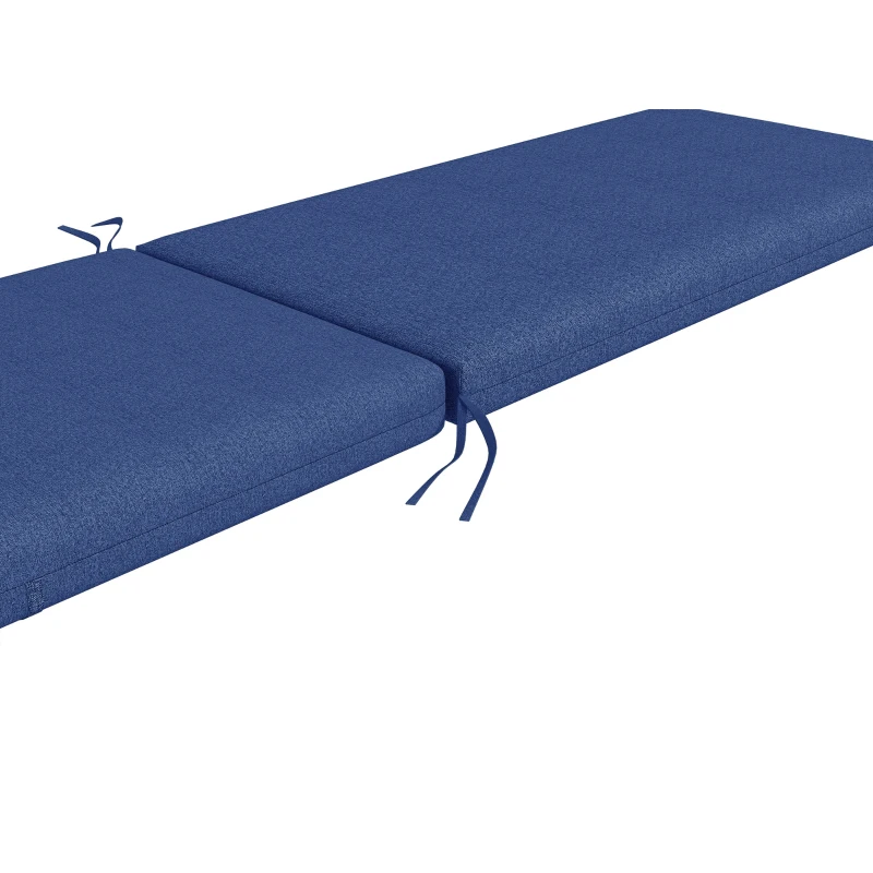Outsunny Lot de 2 Matelas pour Chaise Longue transat Bain de Soleil avec Sangles d'attache pour Jardin Bleu