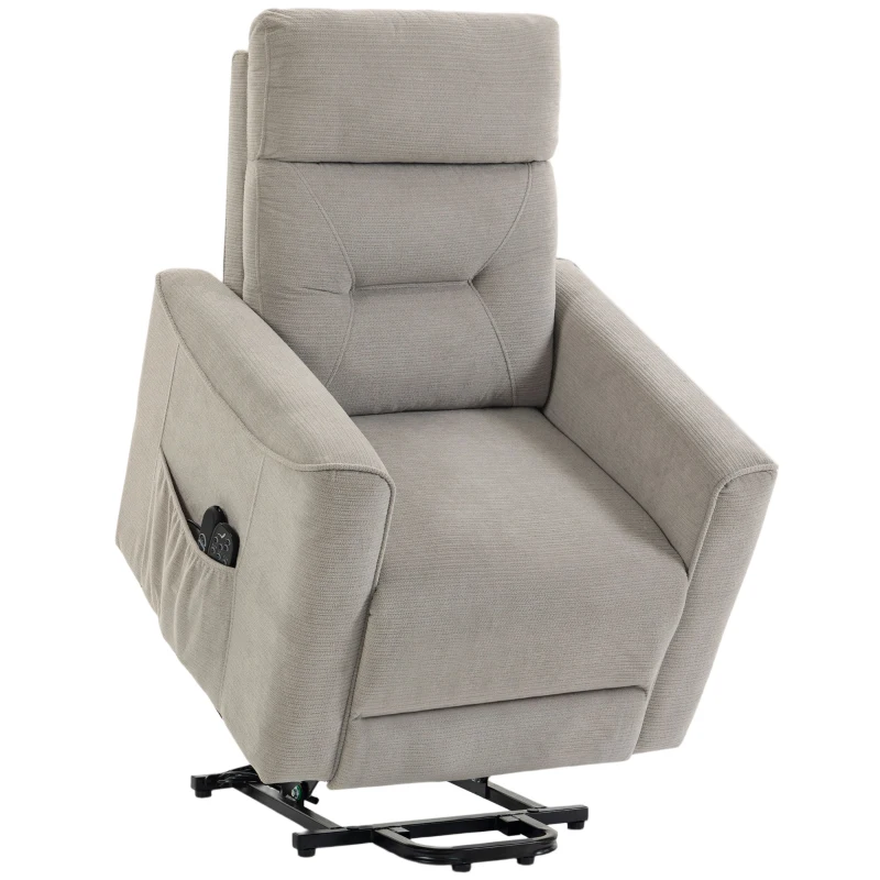 HOMCOM Fauteuil Releveur Électrique Massage Vibration et Chaleur, Fauteuil Relax Électrique, Dossier Inclinable, Chenille, Gris