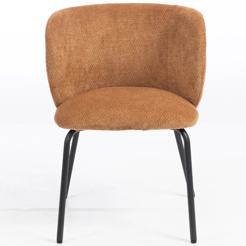 HOMCOM Lote de 2 Sillas de Comedor Tapizadas en Chenilla, Respaldo Envolvente, Carga 120 kg, 57 x 58 x 77 cm, Naranja