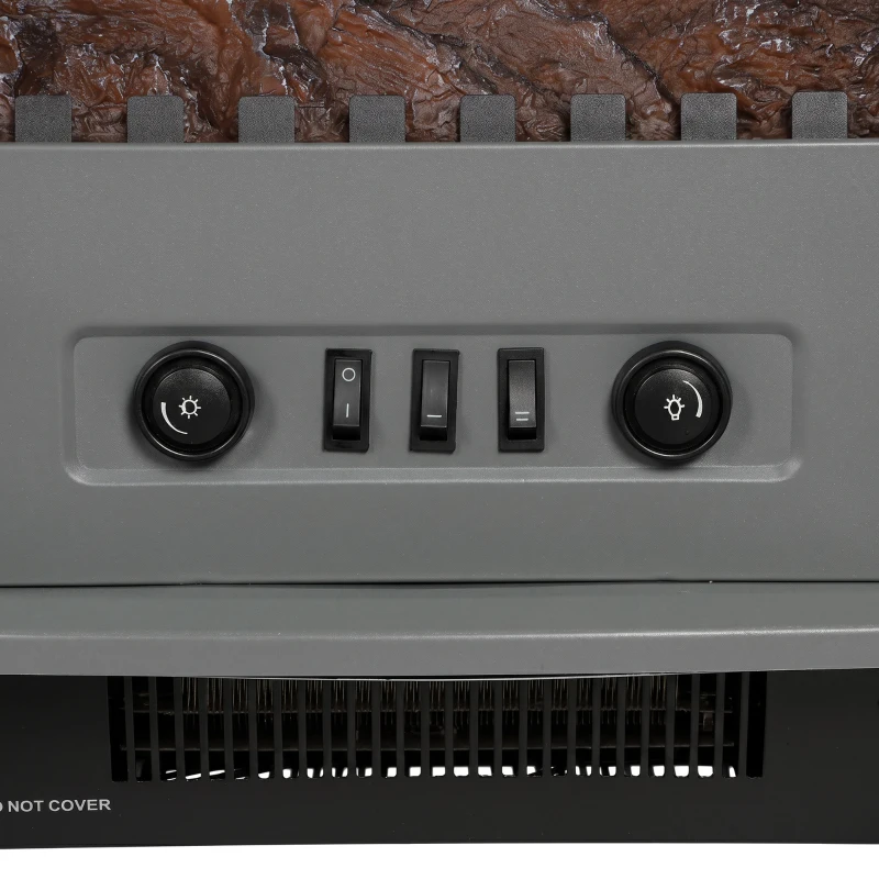 HOMCOM Freestanding Electric Fireplace Stove Heater with LED Fire Flame Effect Grey