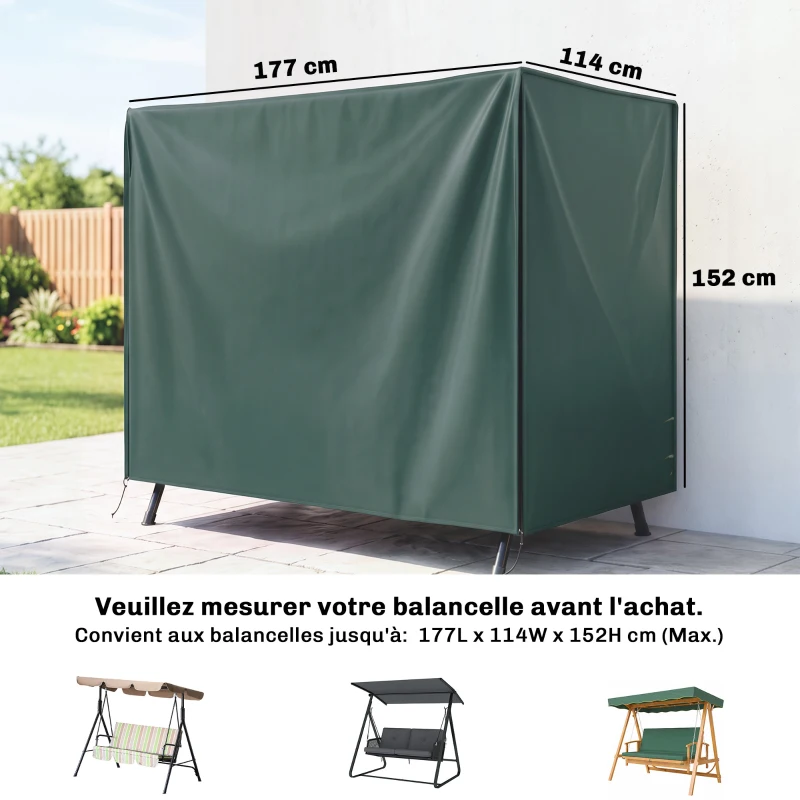 Outsunny Housse de protection pour balancelle de jardin housse de balancelle de jardin toile oxford 177 x 114 x 152 cm vert foncé