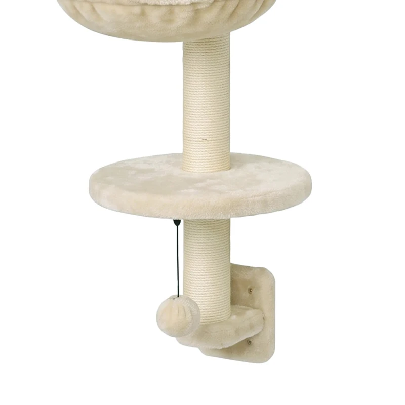 PawHut Four-Piece Cat Wall Furniture, with Hammock, Ladder, Platforms, Steps, for Indoor Use - Beige