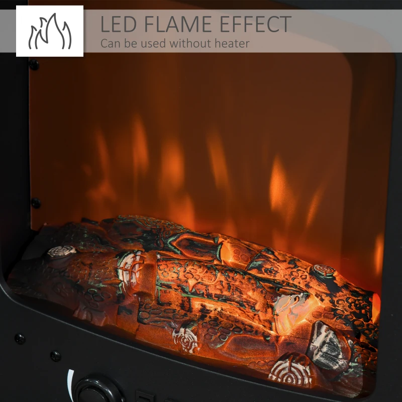 HOMCOM Freestanding Electric Fireplace Stove Heater with Realistic Flame Effect Black