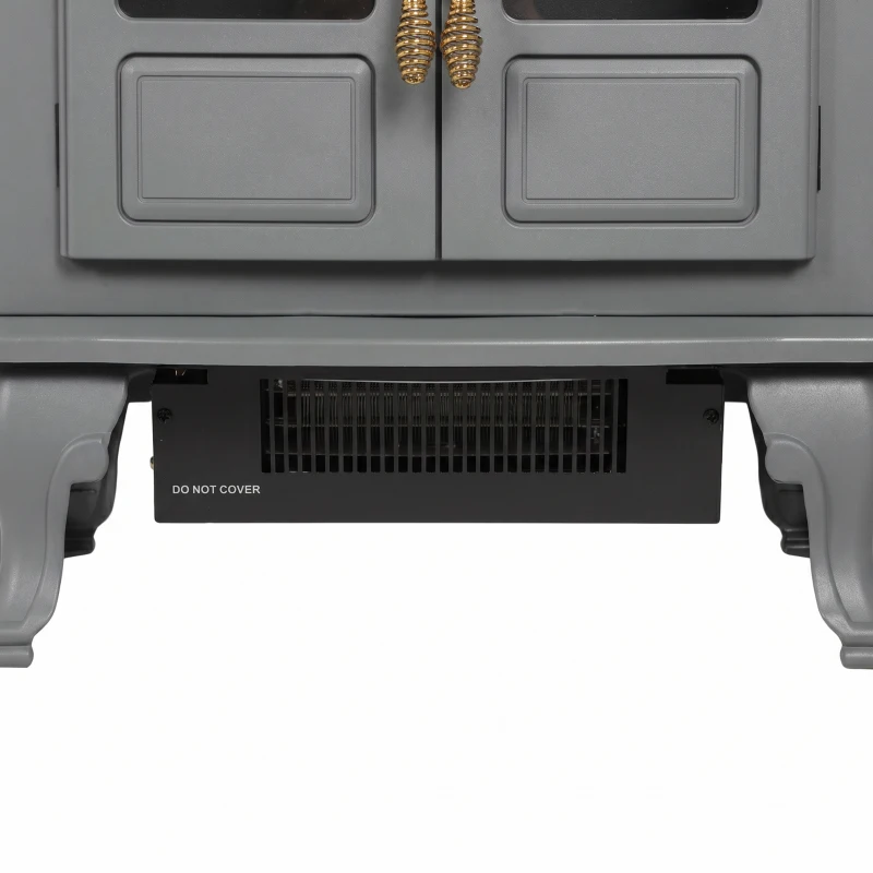 HOMCOM Freestanding Electric Fireplace Stove Heater with LED Fire Flame Effect Grey